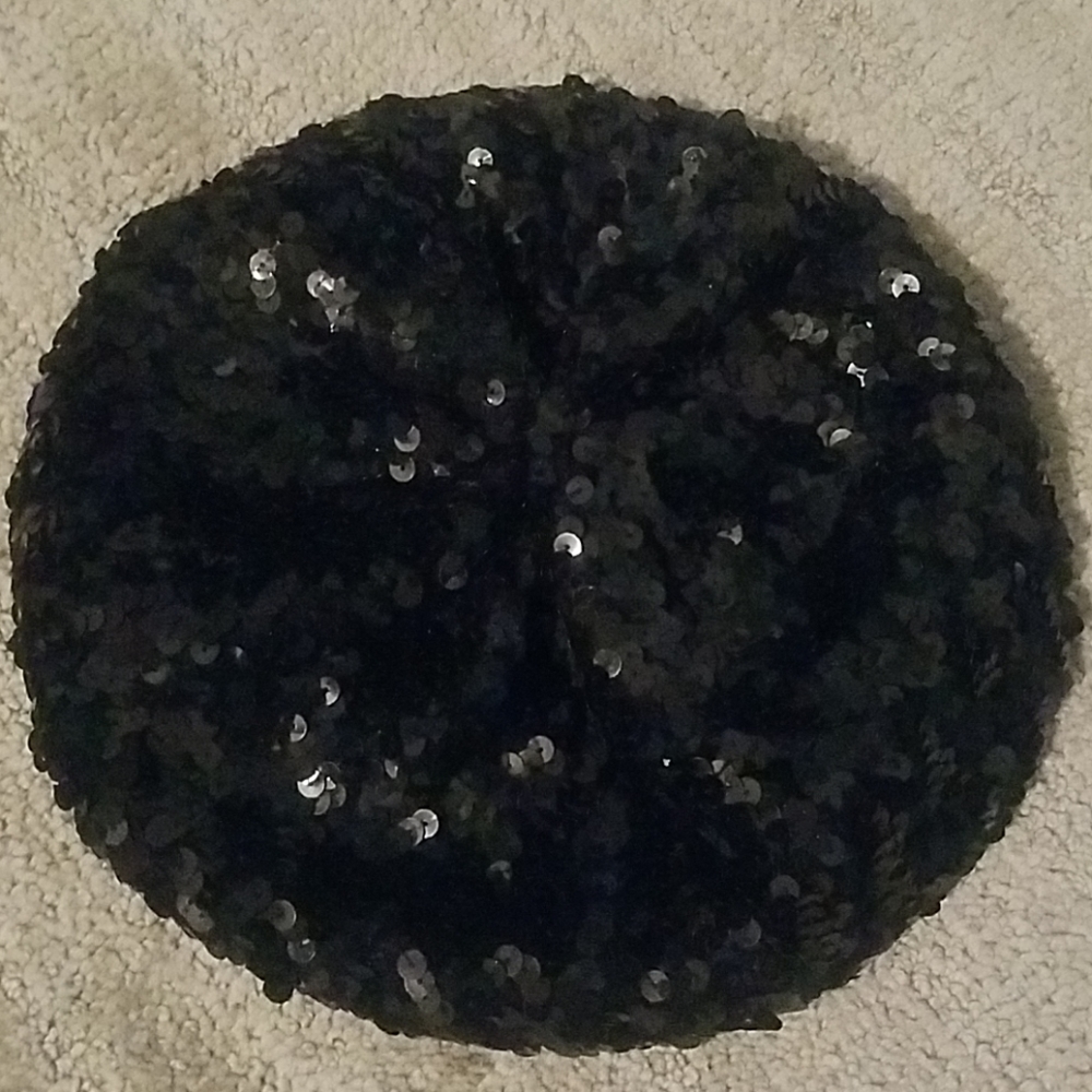 Black Sequined Beanie/Beret